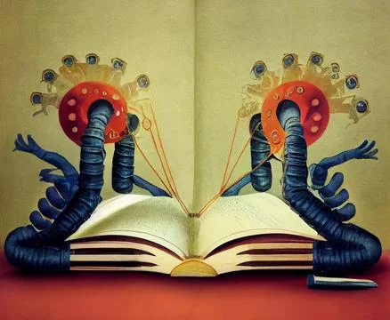 An open magic book. The Book of Wanderings. Illustrazione stock
