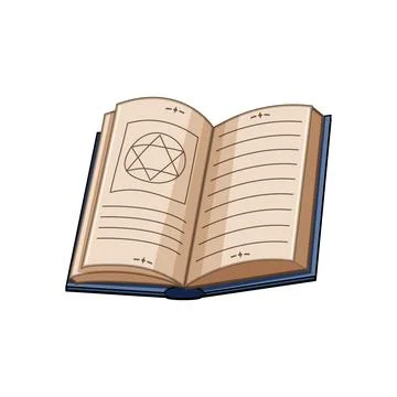 Open magic book with mystical symbol illustration 스톡 일러스트