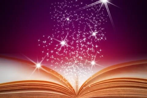 Open magic book  for science and education or religion concept Stock Photos
