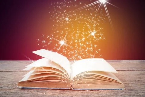 Open magic book  for science and education or religion concept Stock Photos