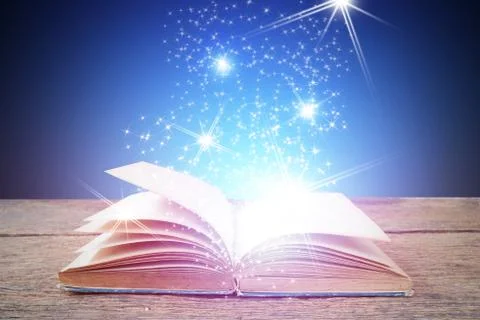 Open magic book  for science and education or religion concept Stock Photos
