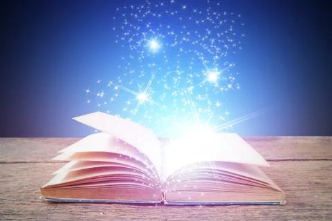Open magic book  for science and education or religion concept Stock Photos