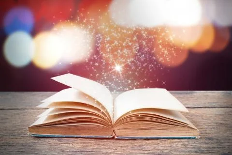 Open magic book  for science and education or religion concept Stock Photos