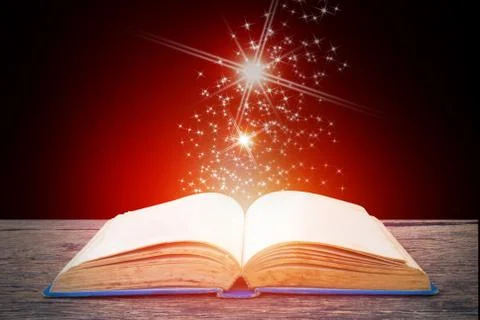 Open magic book  for science and education or religion concept Stock Photos