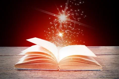 Open magic book  for science and education or religion concept Stock Photos