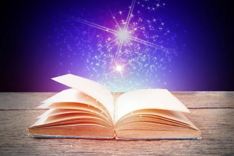 Open magic book  for science and education or religion concept Stock Photos