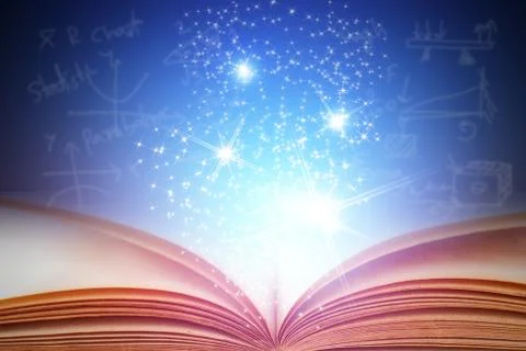 Open magic book  for science and education or religion concept Stock Photos