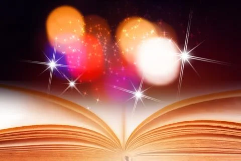 Open magic book  for science and education or religion concept Stock Photos