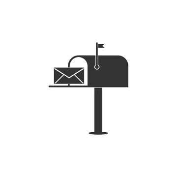 Open mail box with an envelope icon isolated. Flat design. Vector Illustration Stock Illustration