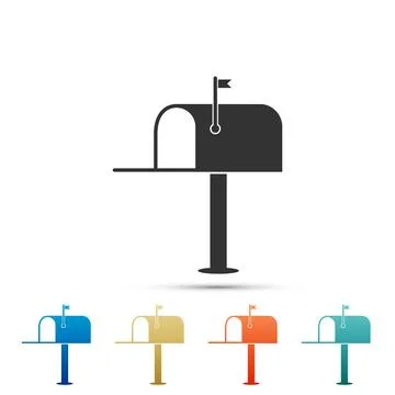 Open mail box icon isolated on white background. Mailbox icon. Mail postbox on Illustrazione stock