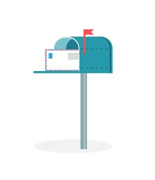Open mail box with letter inside, flat vector illustration isolated on white Illustrazione stock