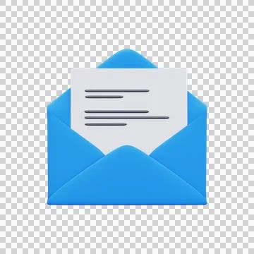 Open mail envelope  3d render 스톡 일러스트