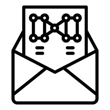 Open mail envelope containing blockchain technology document Stock Illustration