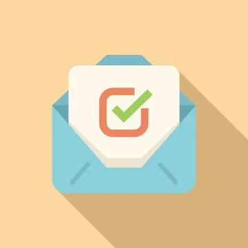 Open mail envelope containing check mark showing validation of message Stock Illustration