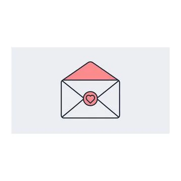 Open mail envelope icon with pink paper and heart detail with represents di.. Stock Illustration