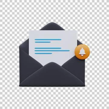 Open mail envelope with notice. 3D render Stock Illustration