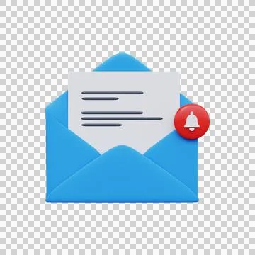 Open mail envelope with notice. 3D render Stock Illustration