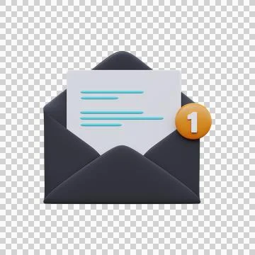 Open mail envelope with notice..One Message. 3d render Stock Illustration
