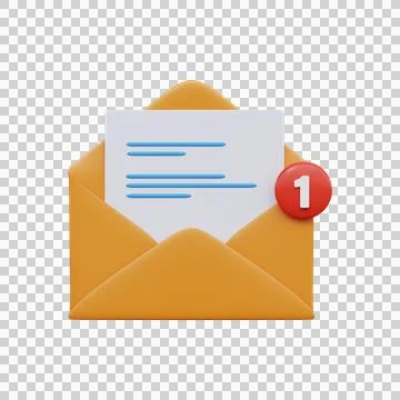 Open mail envelope with notice..One Message. 3d render Stock Illustration