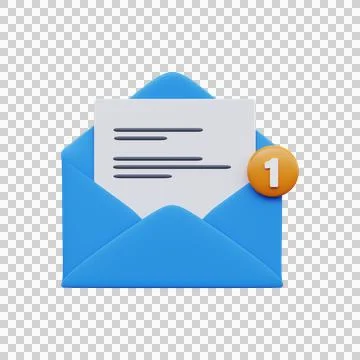 Open mail envelope with notice..One Message. 3d render Stock Illustration