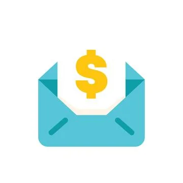 Open mail envelope showing dollar sign representing payment Stock Illustration