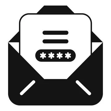 Open mail enveloppe containing password protected document icon Stock Illustration