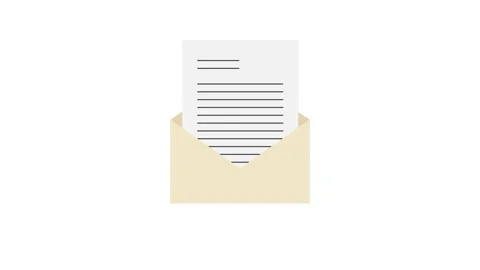 Open mail flat animation with document coming out and sliding back in. Stock Footage 321494912