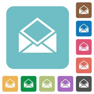 Open mail rounded square flat icons Stock Illustration
