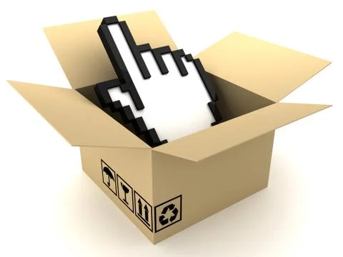 Open mailbox and cursor, Stock Illustration