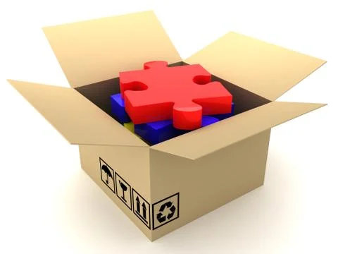 Open mailbox and puzzle Stock Illustration