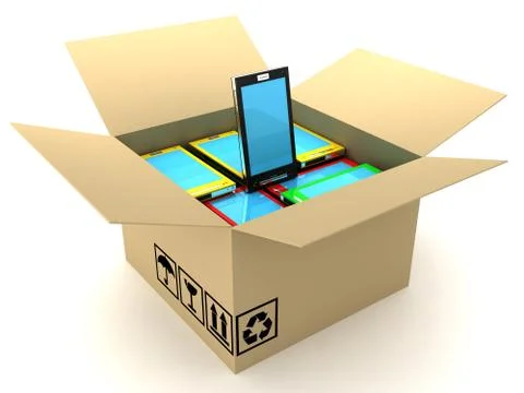 Open mailbox and smartphone Stock Illustration