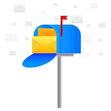 Open mailbox with flying letters. Vector illustration. Stock Illustration