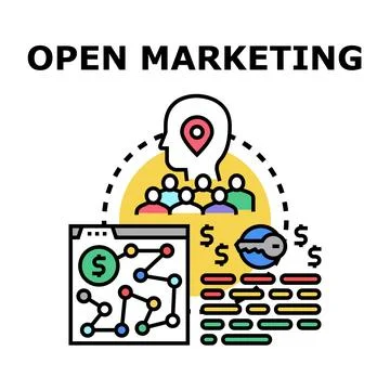 Open marketing strategy achieving target audience goals 스톡 일러스트