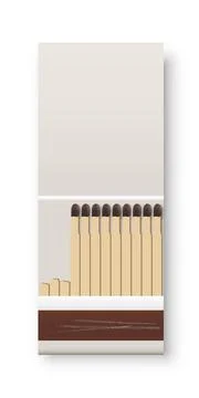 Open matchbox with matches. One box with heap of flammable matches. Kitchen Illustrazione stock