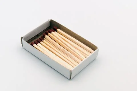 An open matchbox on a white background Stock Photos