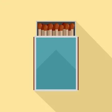 Open matches box icon, flat style Stock Illustration