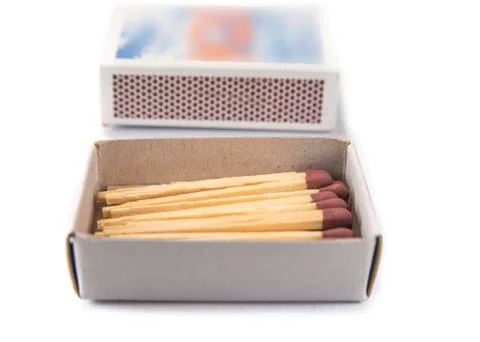 Open matches with box on the white background Stock Photos
