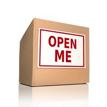 Open me on a paper box Stock Illustration