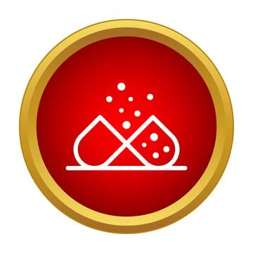 Open medication capsule releasing particles icon Stock Illustration