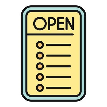 Open menu interface showing business details or hours Stock Illustration