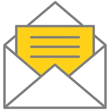 Open message icon vector text letter in envelop design Stock Illustration