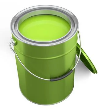 Open metal can or buckets of paint with handle on white background. イラスト素材