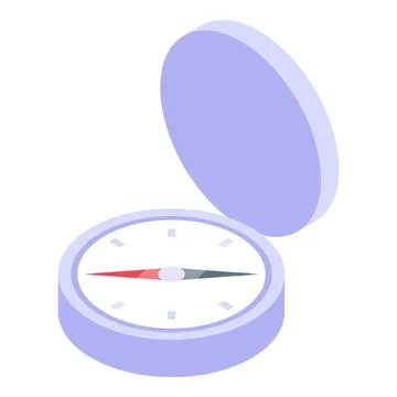 Open metal compass showing direction with magnetic needle Stock Illustration