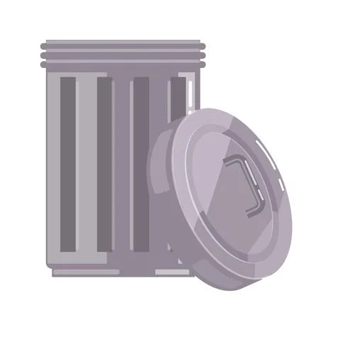 Open metal garbage bin container with lid isolated Stock Illustration
