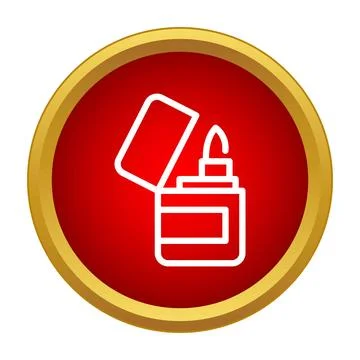 Open metal lighter with a lit flame icon Stock Illustration