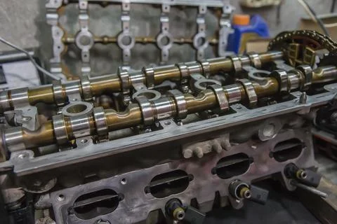Open metal petrol engine Stock Photos
