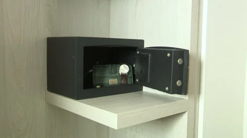An open metal safe Stock Footage 61563149
