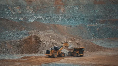 Open method of ore mining Stock Footage 195972771