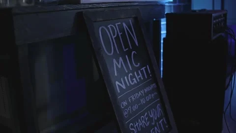 Open Mic Night Sign Stock Footage 272287754