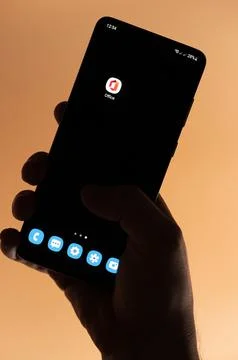 Open Microsoft office app on smartphone Stock Photos